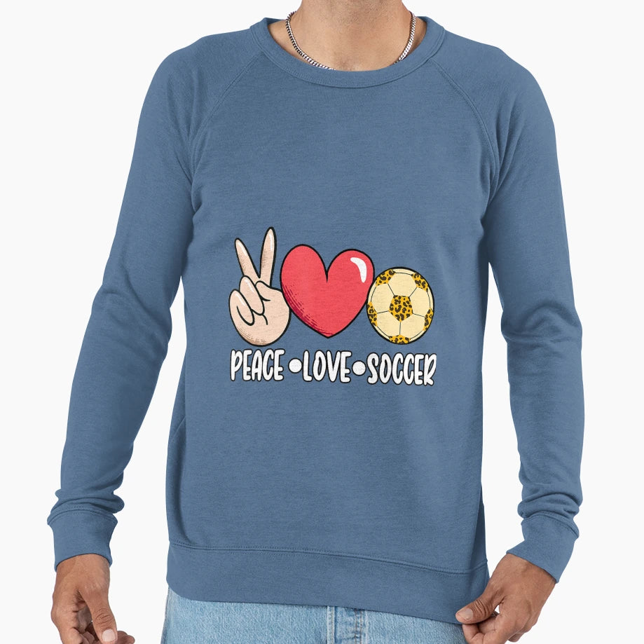 Peace Love Soccer Ball Sport Sweatshirt - Custom Art Print Men Women - T-Shirt, Sweatshirt, Hoodie