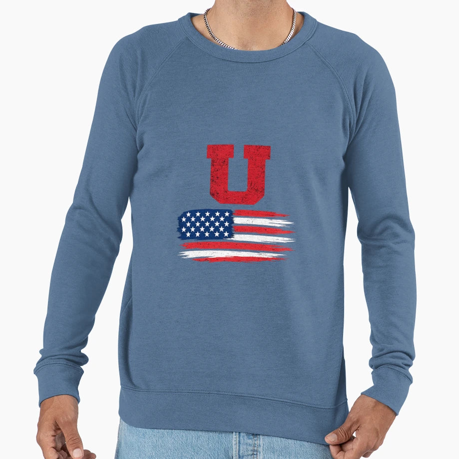 Bold U Patriot Minimalist American Flag T-Shirt - Graphic Print for Adults - T-Shirt, Sweatshirt, Hoodie