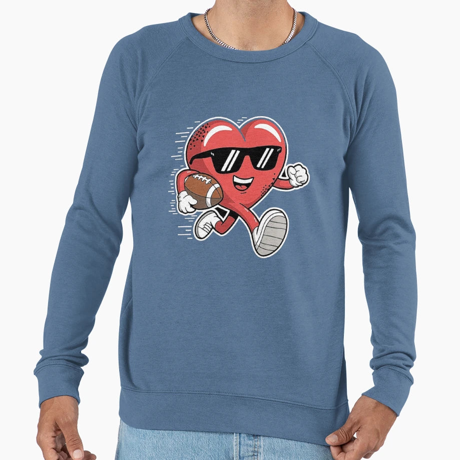 Running Heart Playing Football Sweatshirt - Trendy Graphic Men Women - T-Shirt, Sweatshirt, Hoodie
