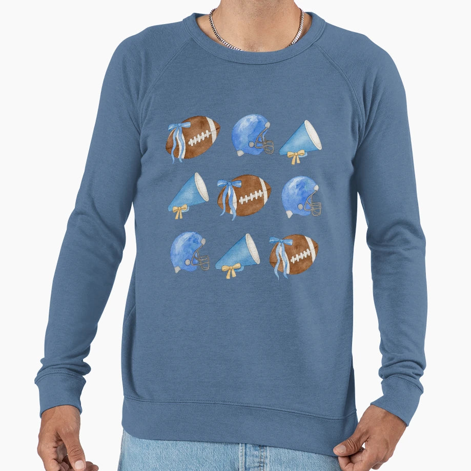 Blue Football And Cheerleading Sweatshirt - Streetwear Style for Adults - T-Shirt, Sweatshirt, Hoodie