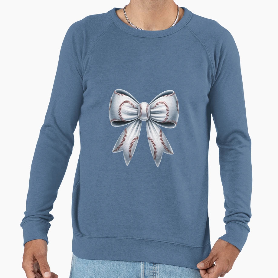 Baseball Coquette White Bow Sweatshirt - Casual Everyday Wear for Adults - T-Shirt, Sweatshirt, Hoodie