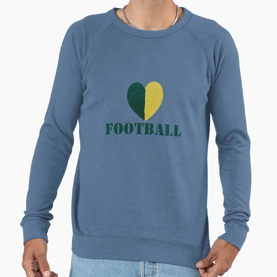 Heart Football Green Gold Sweatshirt - Trendy Graphic for Adults - T-Shirt, Sweatshirt, Hoodie