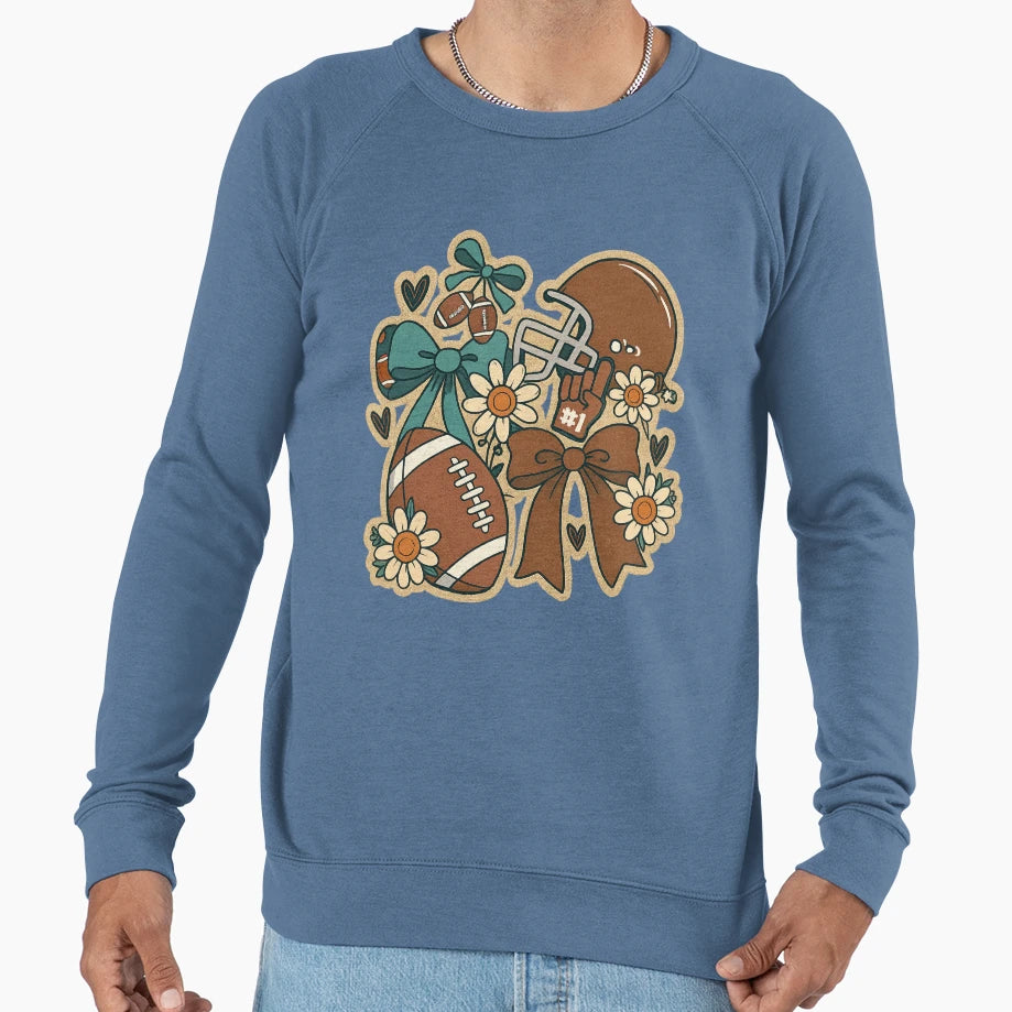 Floral Football Coquette Bow Sweatshirt - Fun Novelty Design Unisex - T-Shirt, Sweatshirt, Hoodie