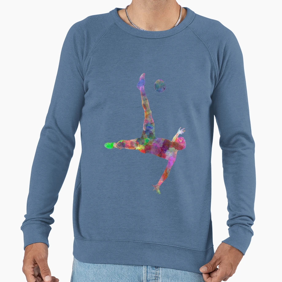 Soccer Football Player Flying Kicking Sweatshirt - Trendy Graphic Unisex - T-Shirt, Sweatshirt, Hoodie