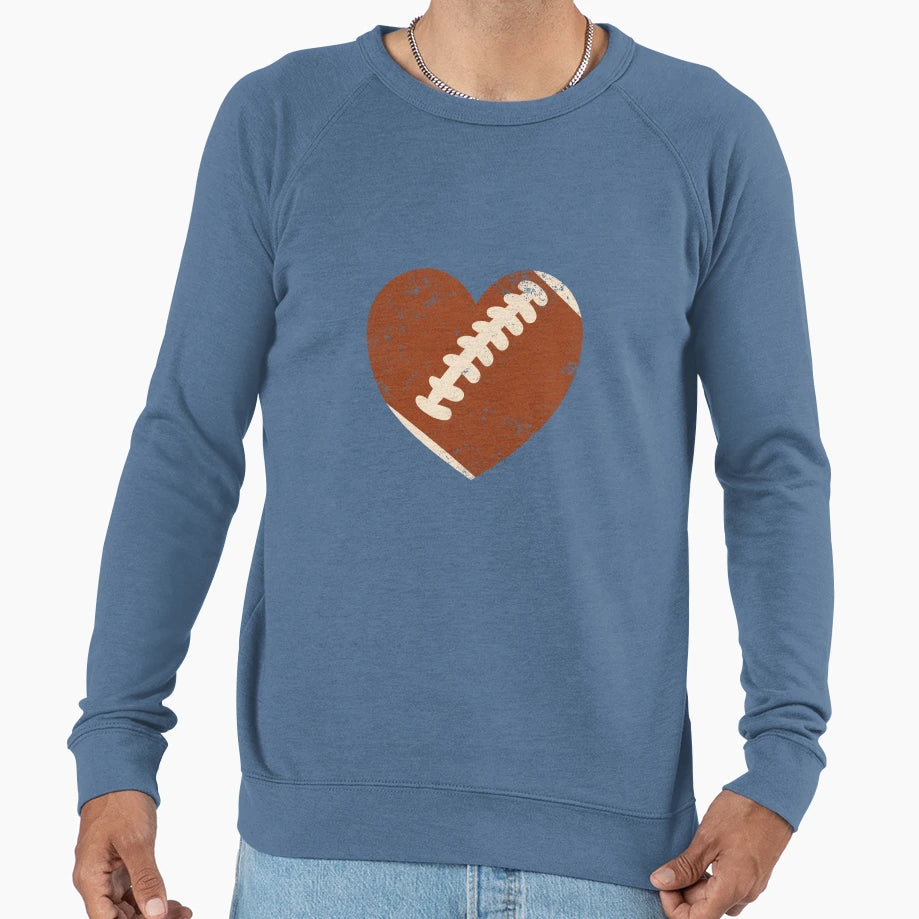 Football Heart Valentines Day Sweatshirt - Casual Everyday Wear Men Women - T-Shirt, Sweatshirt, Hoodie