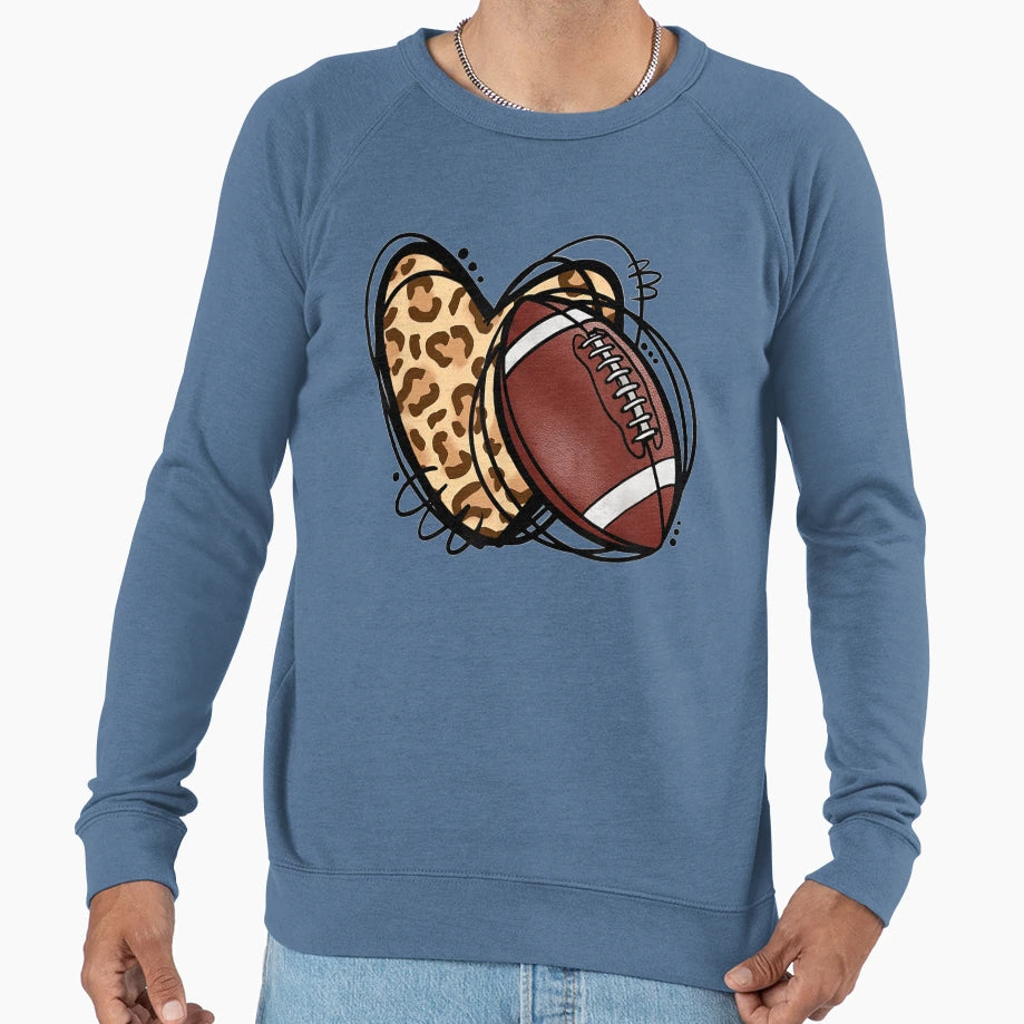Leopard Football Love Heart Football Sweatshirt - Novelty Apparel Unisex - T-Shirt, Sweatshirt, Hoodie
