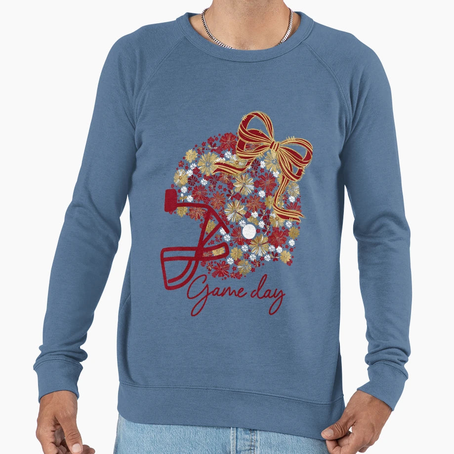 Floral Football Helmet Game Day Sports Sweatshirt - Graphic Print Unisex - T-Shirt, Sweatshirt, Hoodie