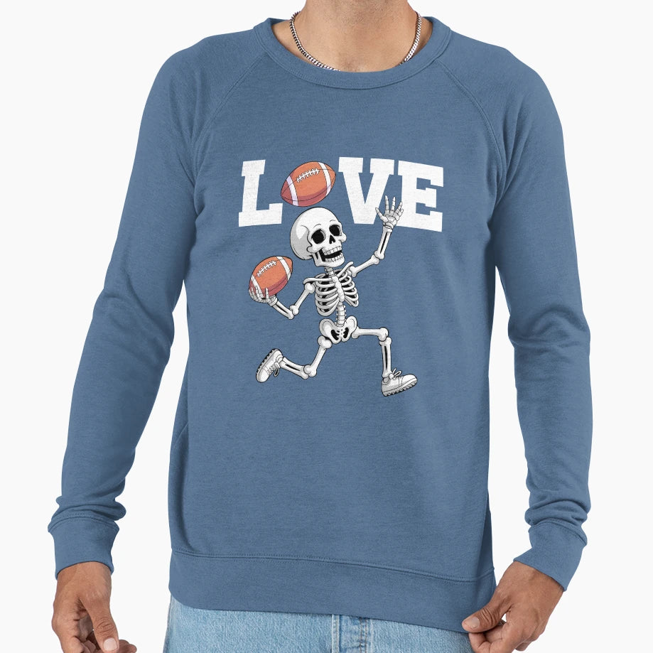 Skeleton Playing Football Funny Sweatshirt - Fun Novelty Design Men Women - T-Shirt, Sweatshirt, Hoodie