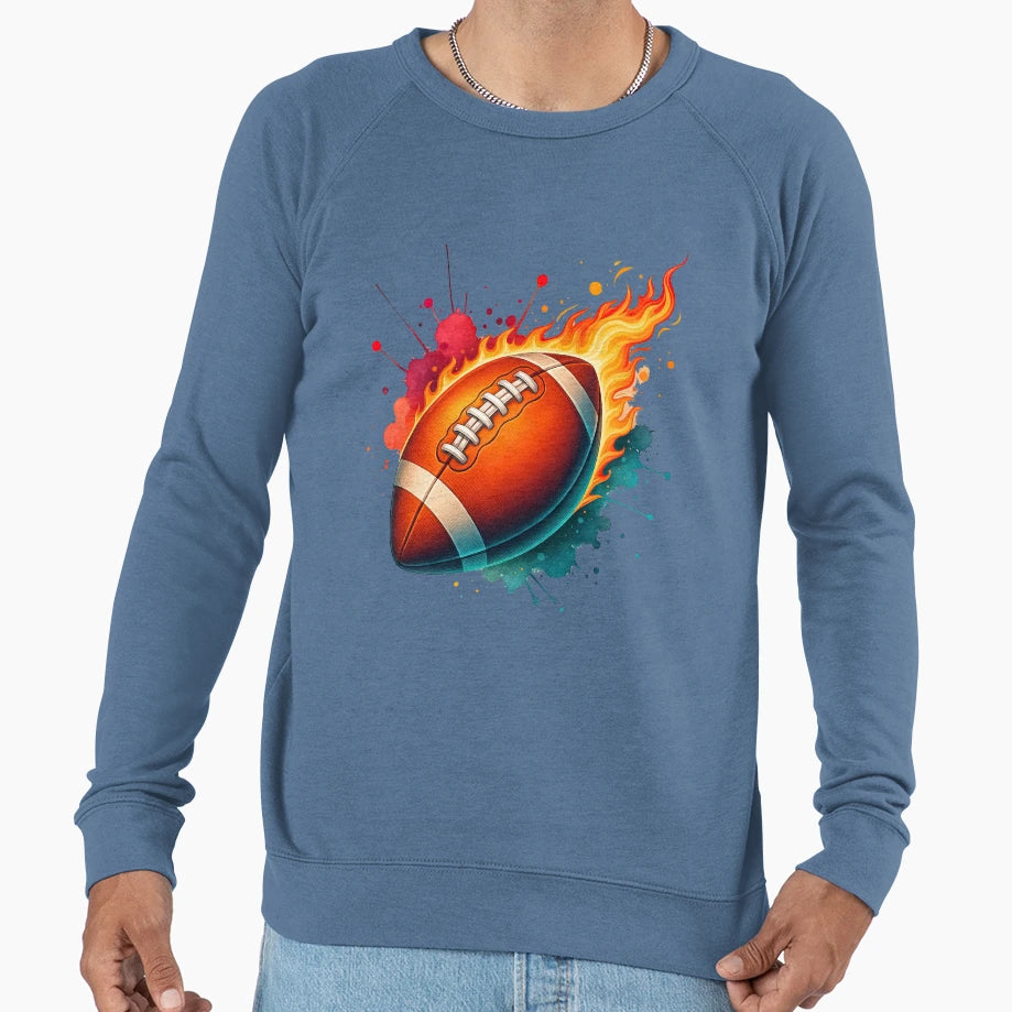 Fiery Football Illustration Paint Sweatshirt - Novelty Apparel Men Women - T-Shirt, Sweatshirt, Hoodie