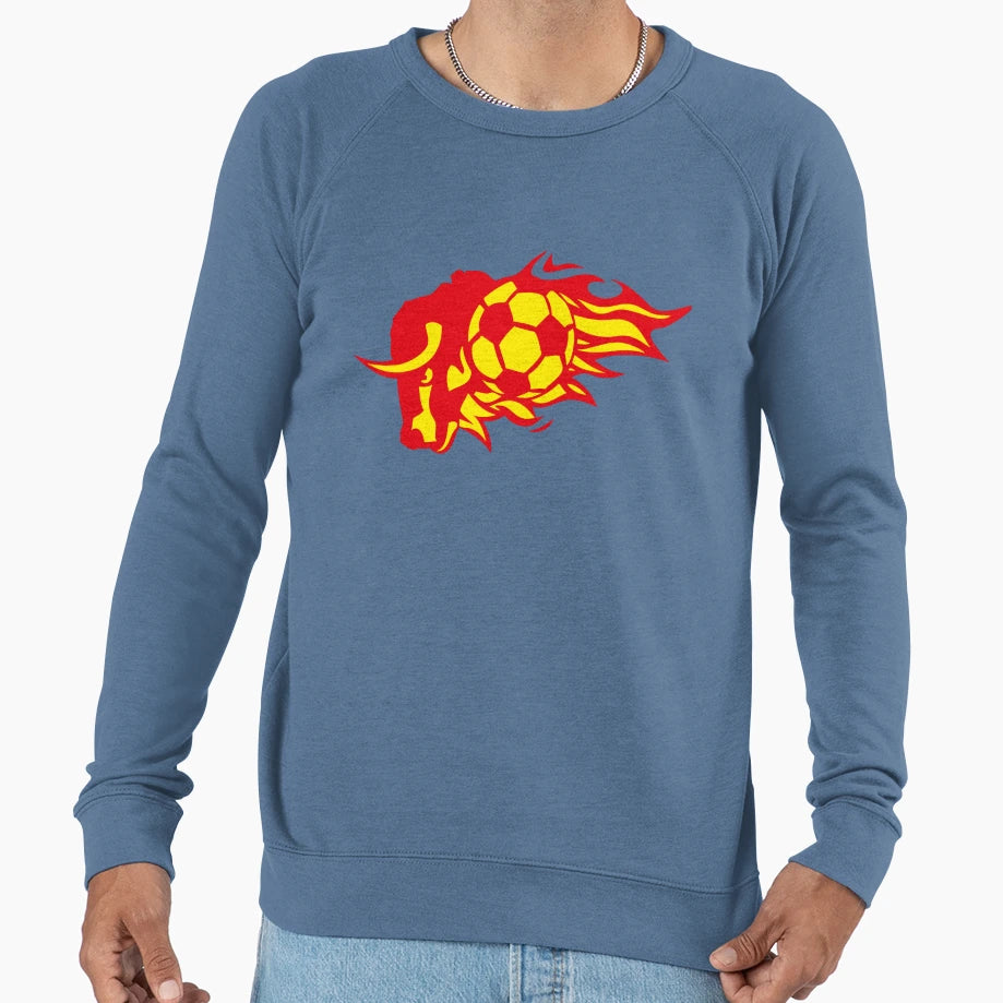 Football Bull Flame Logo Fire Sweatshirt - Minimalist Print for Adults - T-Shirt, Sweatshirt, Hoodie