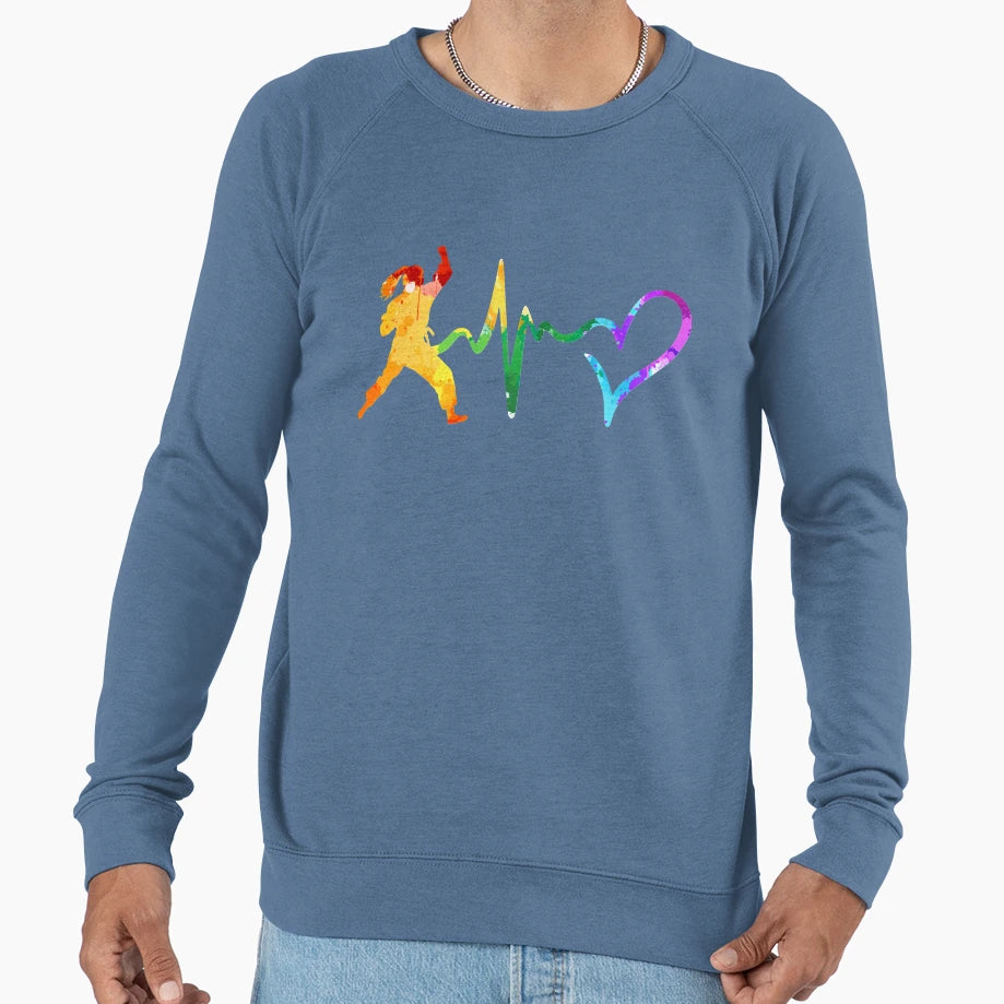 Taekwondo Heartbeat Watercolor Gift T-Shirt - Fun Novelty Design Men Women - T-Shirt, Sweatshirt, Hoodie