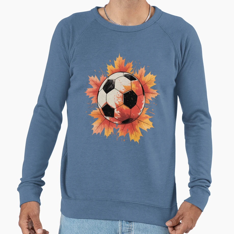 Soccer Ball Fall Leaves Thanksgiving Sweatshirt - Streetwear Style Unisex - T-Shirt, Sweatshirt, Hoodie