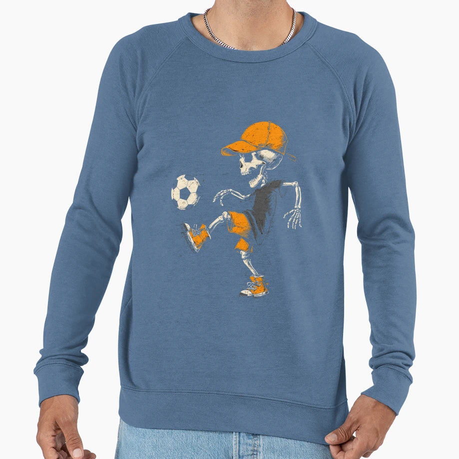 Skeleton Playing Soccer Halloween Sweatshirt - Trendy Graphic for Adults - T-Shirt, Sweatshirt, Hoodie