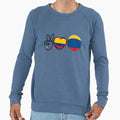 Copy Peace Love Colombia Soccer Sweatshirt - Graphic Print for Adults - T-Shirt, Sweatshirt, Hoodie