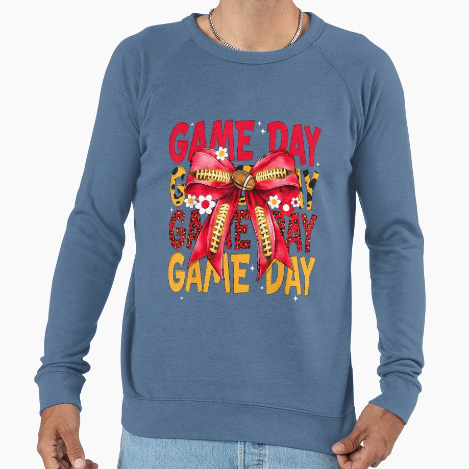 Game Day Football Coquette Bow Sweatshirt - Unique Graphic Men Women - T-Shirt, Sweatshirt, Hoodie