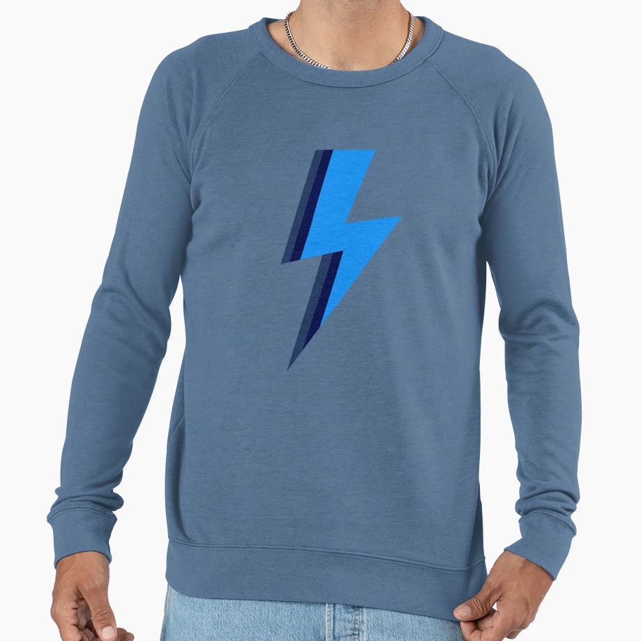 Blue Stripe Lightning Bolt Sweatshirt - Custom Art Print Men Women - T-Shirt, Sweatshirt, Hoodie