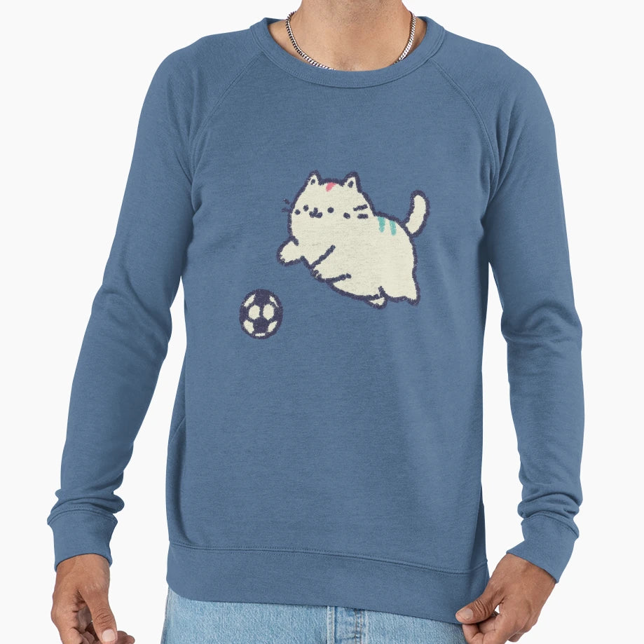 Soccer Football Cat Chubby Crayon Sweatshirt - Custom Art Print Unisex - T-Shirt, Sweatshirt, Hoodie