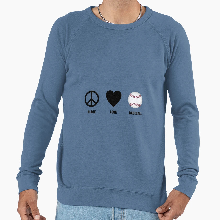 Peace Love Baseball Sweatshirt - Minimalist Print Unisex - T-Shirt, Sweatshirt, Hoodie