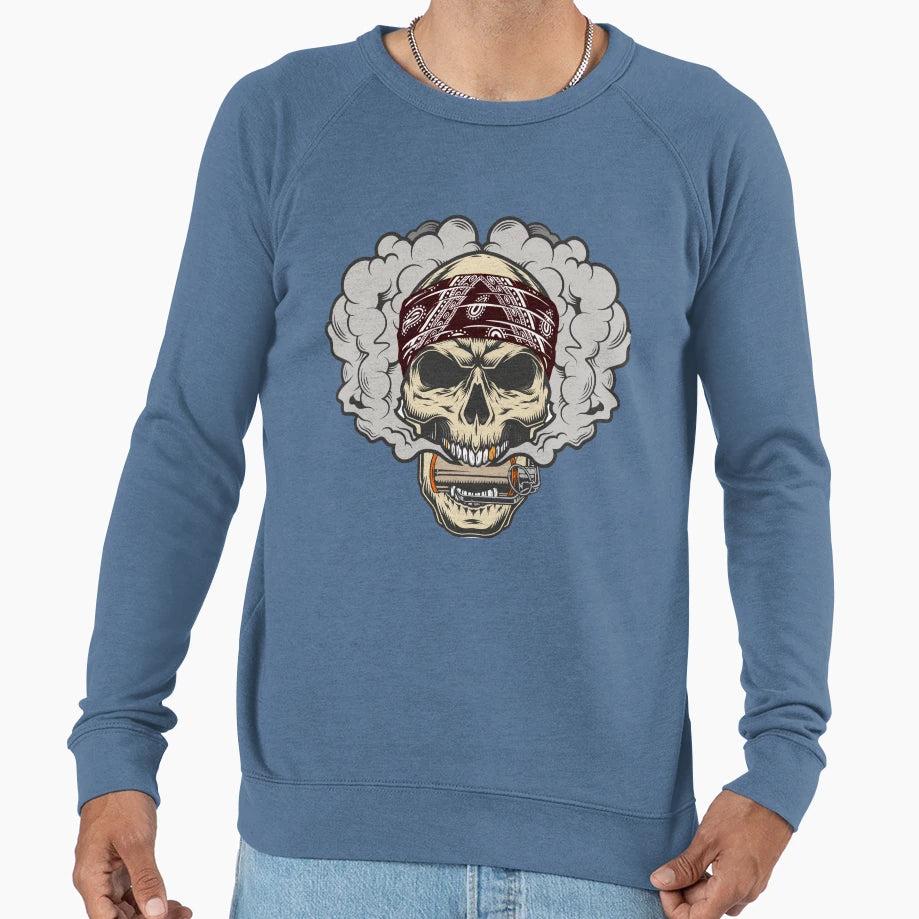 Smoking Skull Sweatshirt - Aesthetic Graphic for Adults - T-Shirt, Sweatshirt, Hoodie