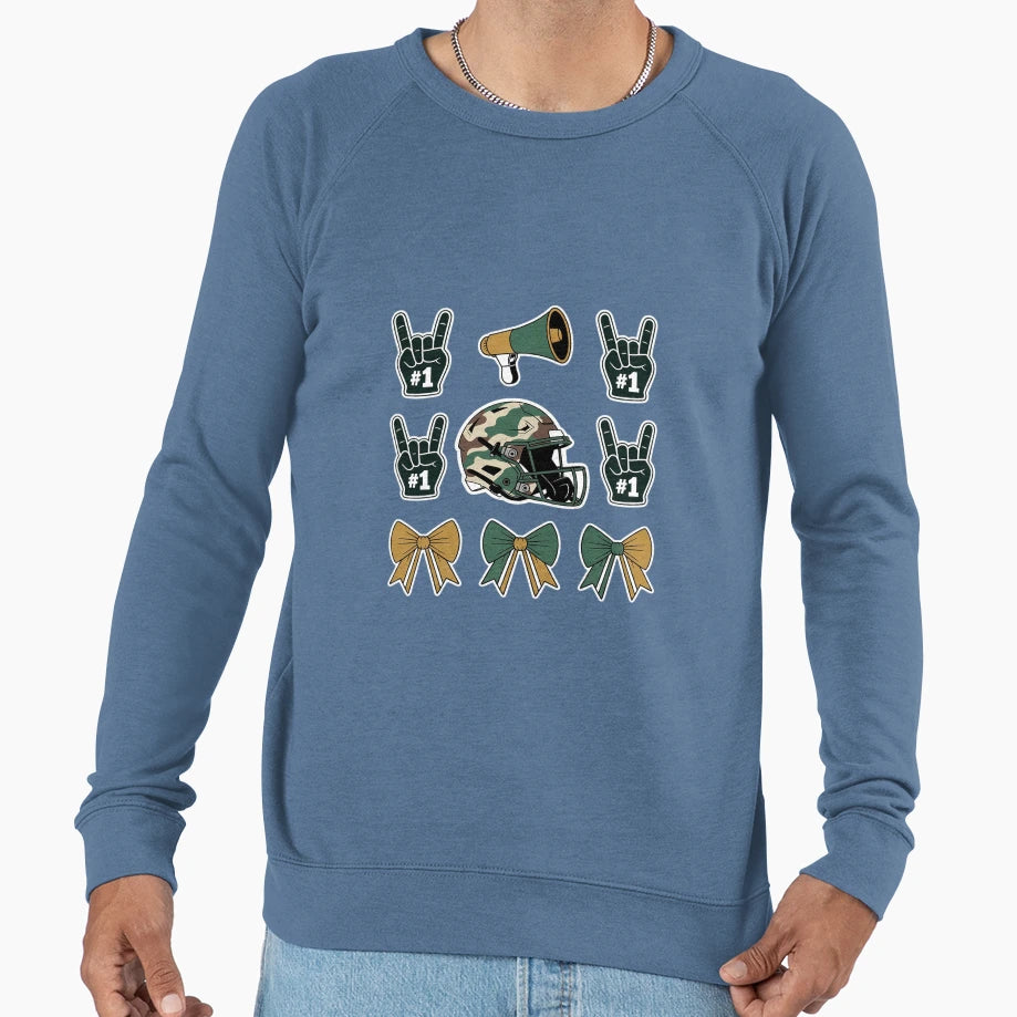 Camo Football Coquette Bow Football Mom Sweatshirt - Graphic Print Unisex - T-Shirt, Sweatshirt, Hoodie