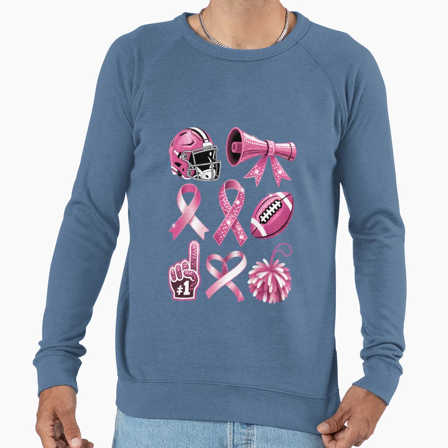 Ribbon Football Breast Cancer Sweatshirt - Unique Graphic for Adults - T-Shirt, Sweatshirt, Hoodie