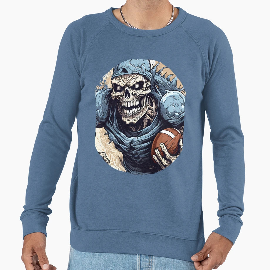 Undead Gridiron Glory Zombie Footballer Sweatshirt - Graphic Print Unisex - T-Shirt, Sweatshirt, Hoodie