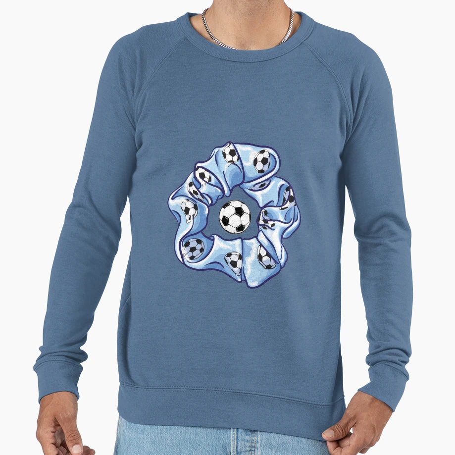 Soccer Ball Pattern Scrunchie And Sweatshirt - Casual Everyday Wear Unisex - T-Shirt, Sweatshirt, Hoodie