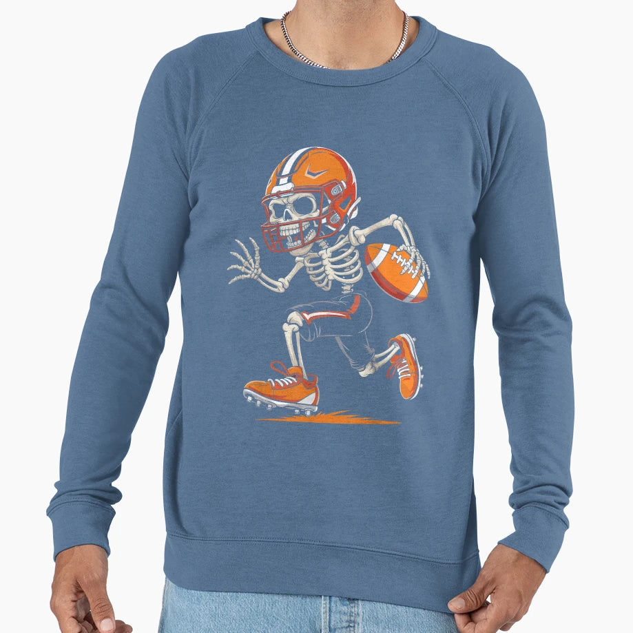 Funny Halloween Skeleton Football Sweatshirt - Graphic Print for Adults - T-Shirt, Sweatshirt, Hoodie