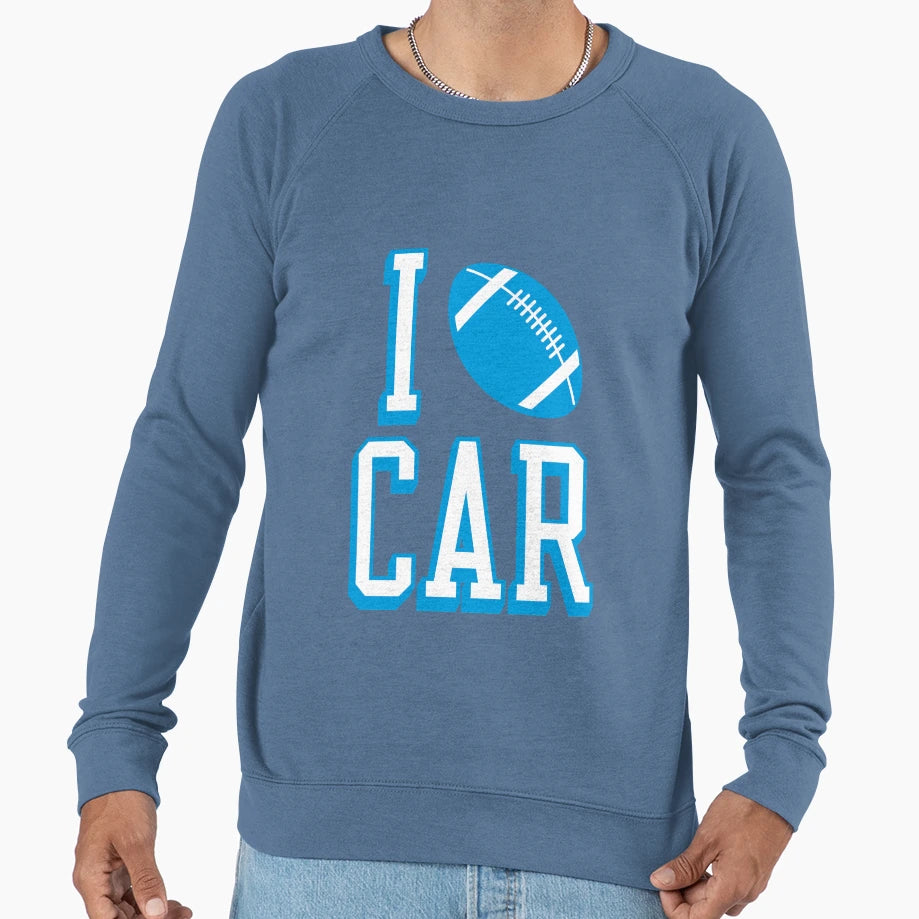 I Love Car Football Sweatshirt - Novelty Apparel for Adults - T-Shirt, Sweatshirt, Hoodie