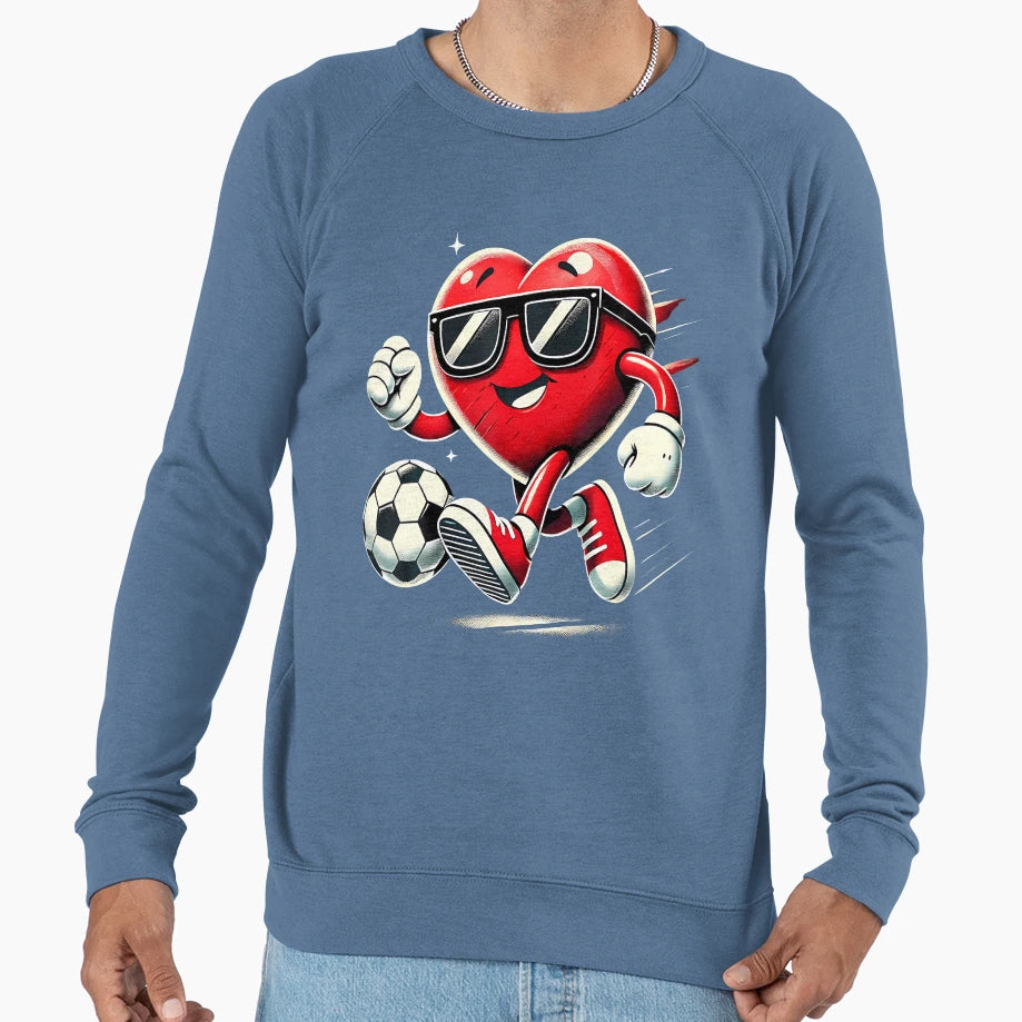 Funny Heart Playing Soccer Sweatshirt - Aesthetic Graphic Unisex - T-Shirt, Sweatshirt, Hoodie