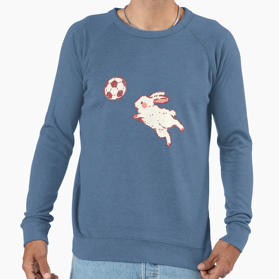 Soccer Football Rabbit Playful Sweatshirt - Fun Novelty Design for Adults - T-Shirt, Sweatshirt, Hoodie