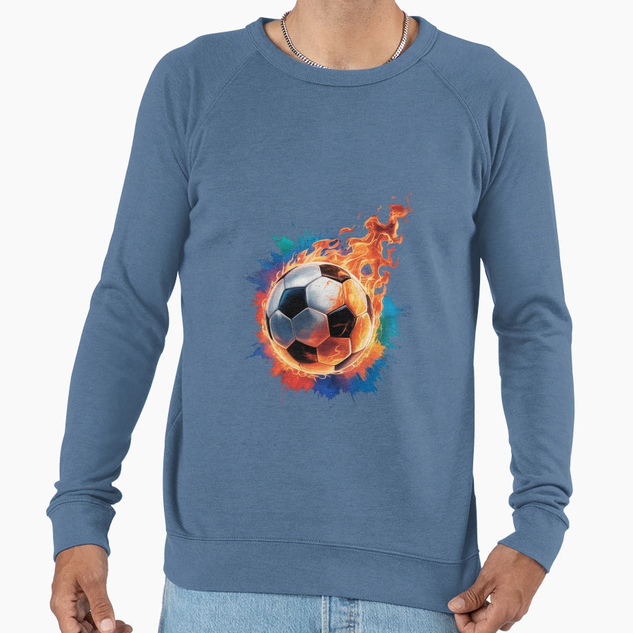 Flaming Soccer Ball Fire Sweatshirt - Fun Novelty Design Men Women - T-Shirt, Sweatshirt, Hoodie