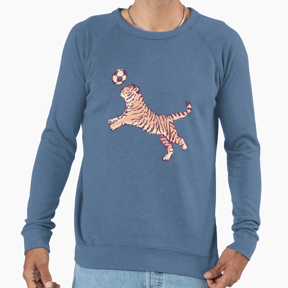 Soccer Football Tiger Playful Textured Sweatshirt - Trendy Graphic Unisex - T-Shirt, Sweatshirt, Hoodie