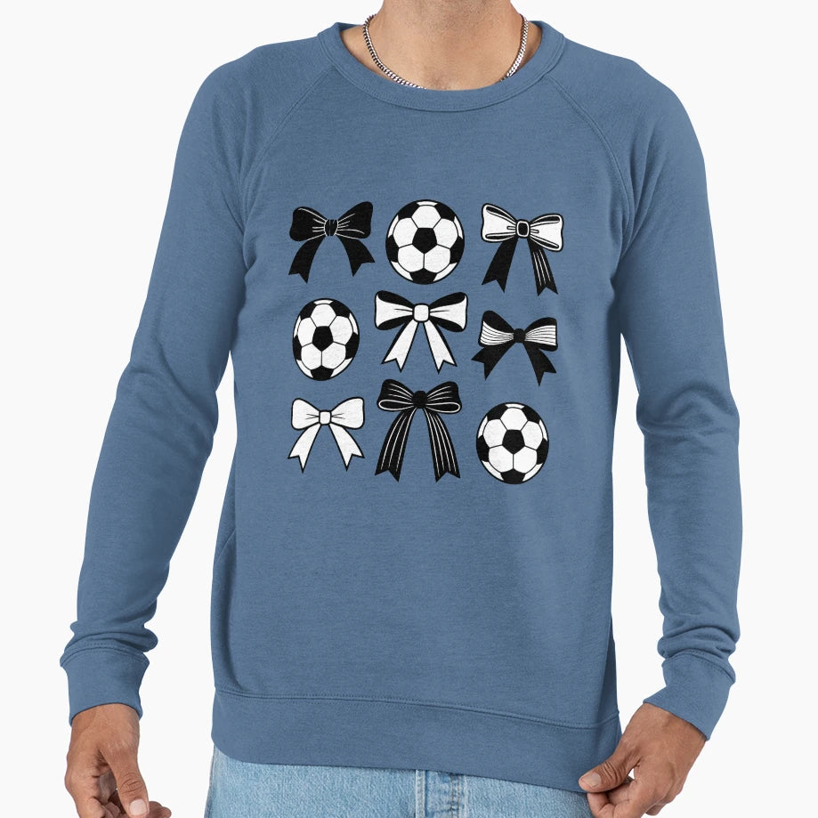 Black And White Soccer And Bow Icon Sweatshirt - Graphic Print Unisex - T-Shirt, Sweatshirt, Hoodie