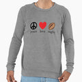 Rugby Peace Love Rugby Sweatshirt - Minimalist Print Unisex - T-Shirt, Sweatshirt, Hoodie