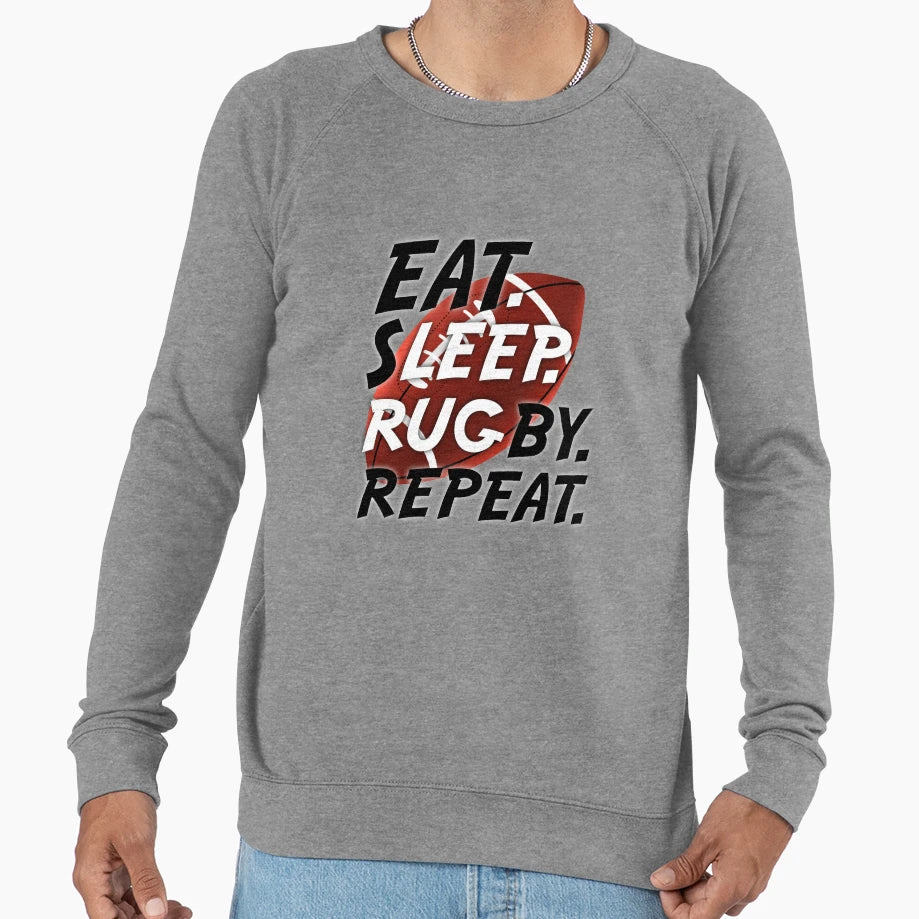 Eat Sleep Rugby Repeat 5 Sweatshirt - Trendy Graphic for Adults - T-Shirt, Sweatshirt, Hoodie