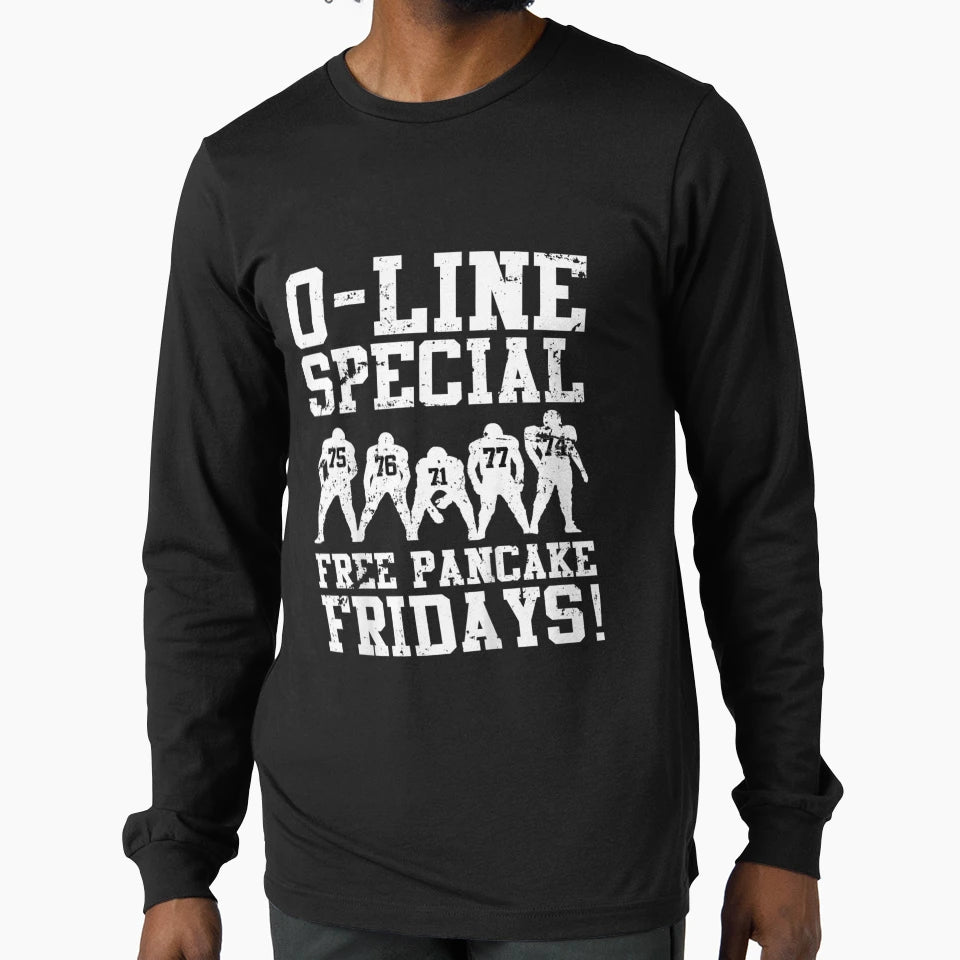 Offensive Line Free Pancakes Served T-Shirt - Aesthetic Graphic for Adults - T-Shirt, Sweatshirt, Hoodie