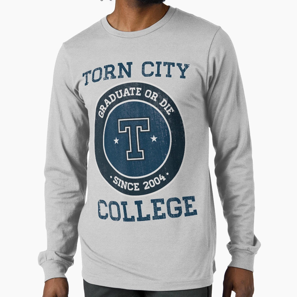 Torn College Logo T-Shirt - Novelty Apparel Unisex - T-Shirt, Sweatshirt, Hoodie