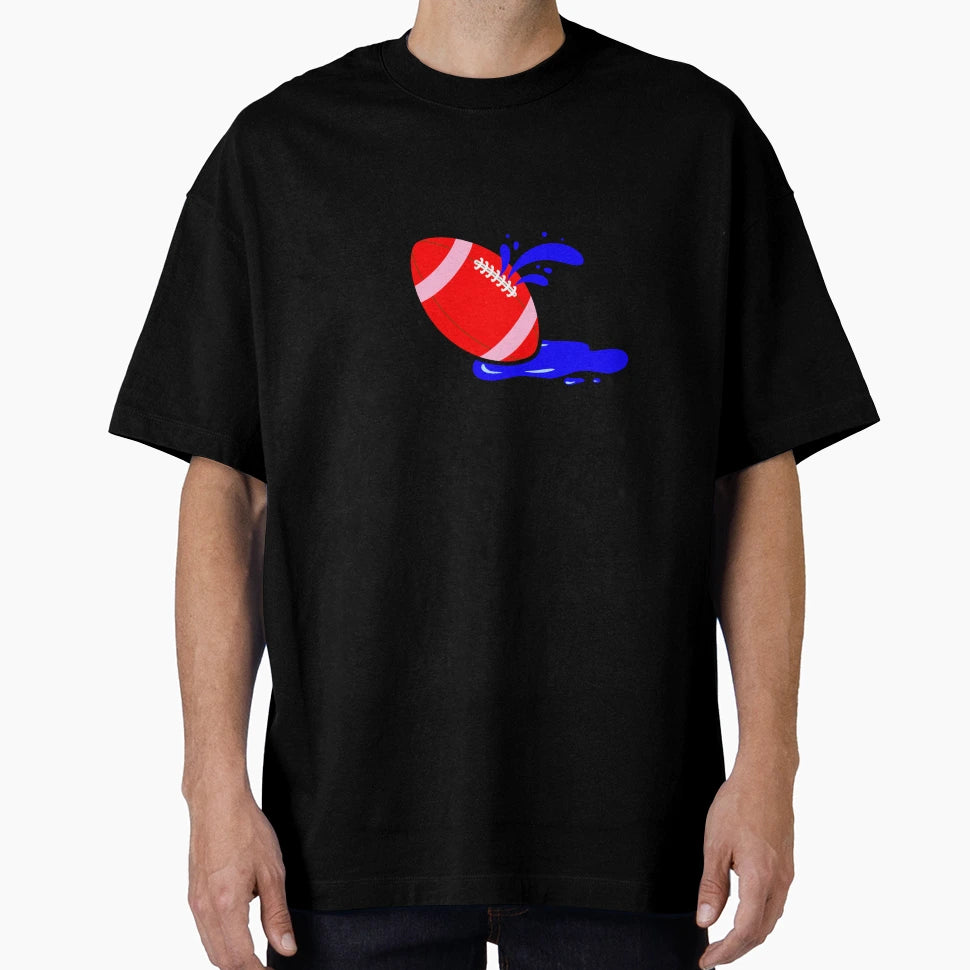 I Love Football Red Football Blue T-Shirt - Custom Art Print Men Women - T-Shirt, Sweatshirt, Hoodie