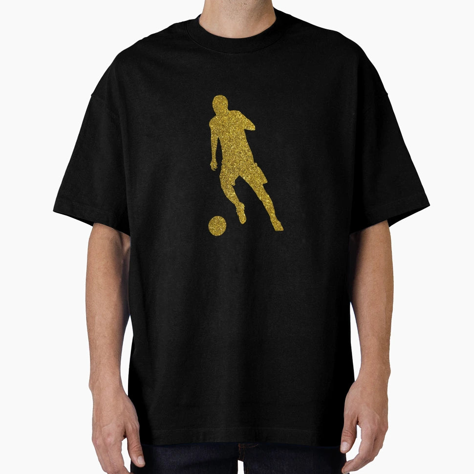 Football Soccer Shooter Golden Glitter T-Shirt - Unique Graphic Men Women - T-Shirt, Sweatshirt, Hoodie