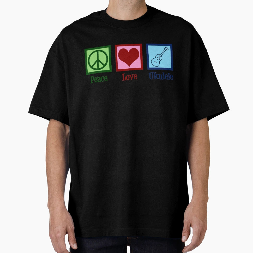Peace Love Ukulele T-Shirt - Fun Novelty Design for Adults - T-Shirt, Sweatshirt, Hoodie