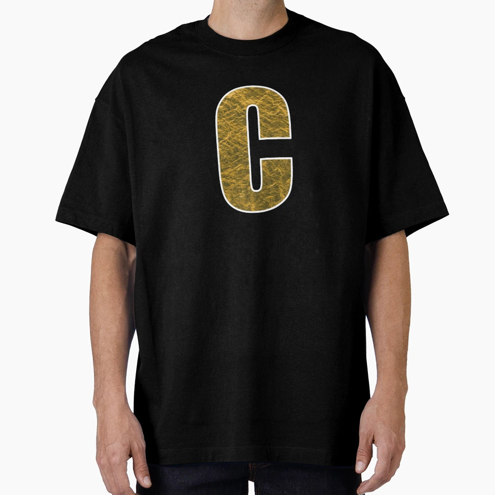 Letter C Yellow And Gold Water Wave T-Shirt - Minimalist Print Unisex - T-Shirt, Sweatshirt, Hoodie