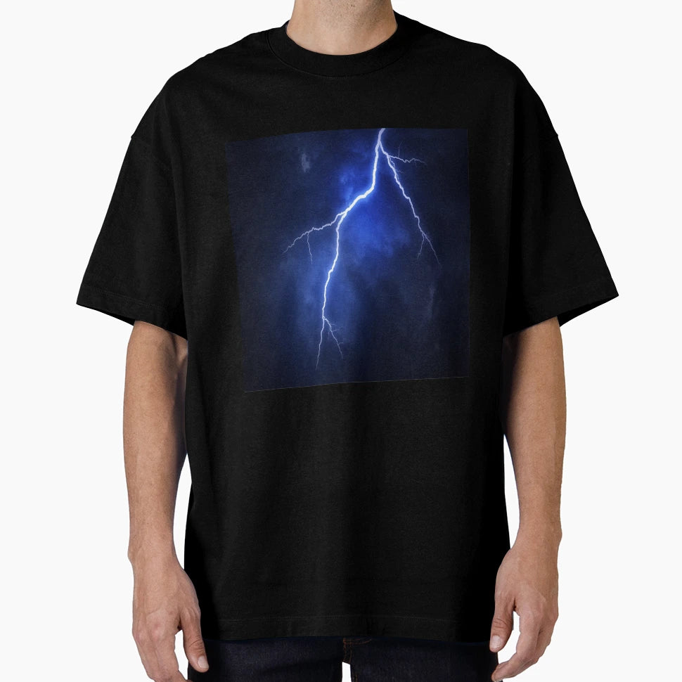 Lightning Blue White T-Shirt - Graphic Print for Adults - T-Shirt, Sweatshirt, Hoodie