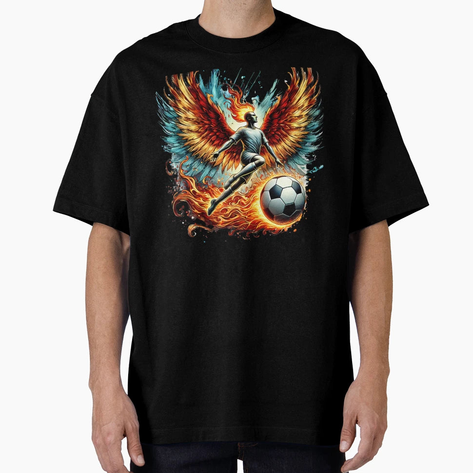 Fire Wings Football Player Soar T-Shirt - Unique Graphic for Adults - T-Shirt, Sweatshirt, Hoodie