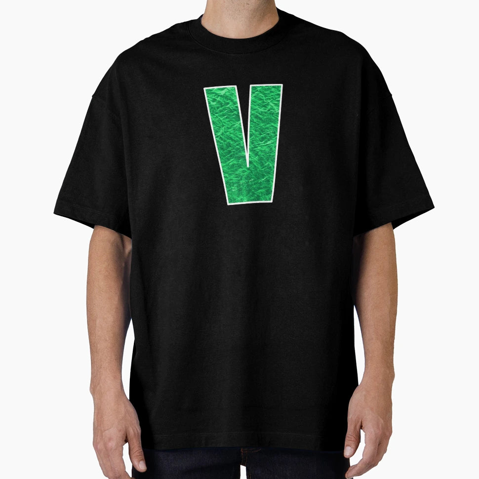 Letter V Green Water Wave Ocean Art T-Shirt - Minimalist Print for Adults - T-Shirt, Sweatshirt, Hoodie