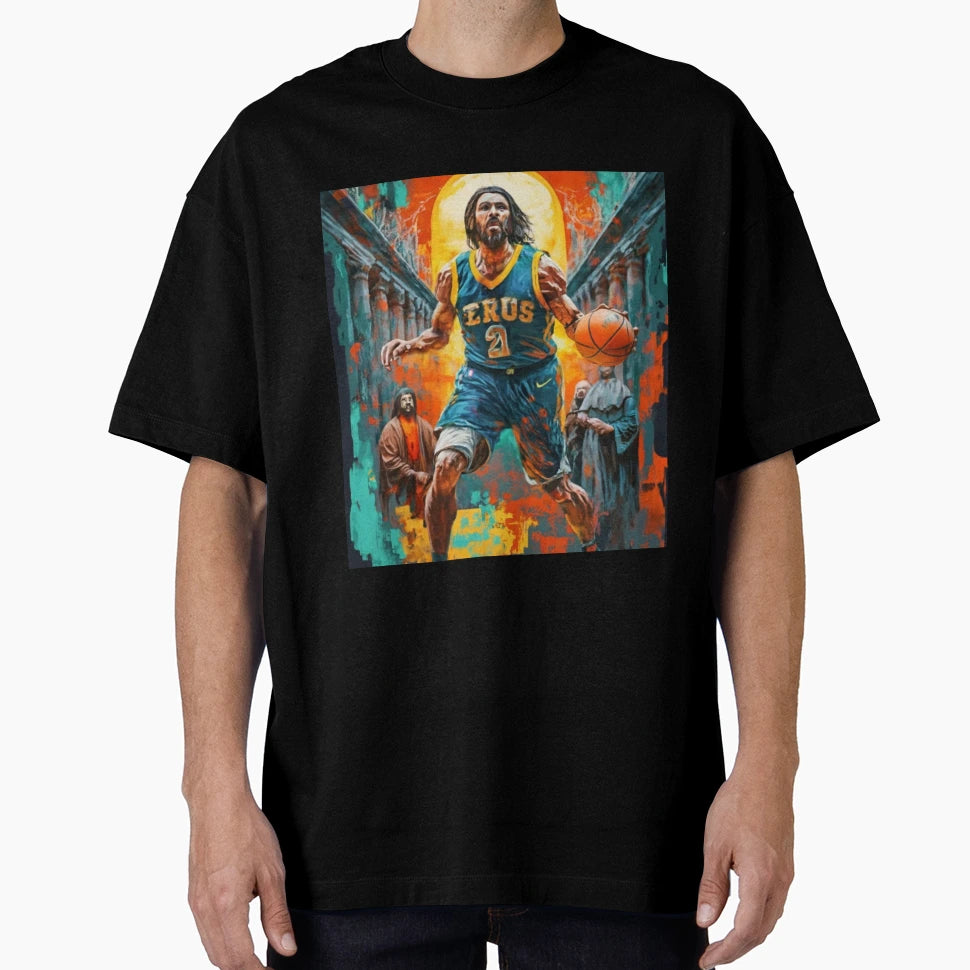 Jesus Christ Playing Basketball T-Shirt - Custom Art Print Men Women - T-Shirt, Sweatshirt, Hoodie