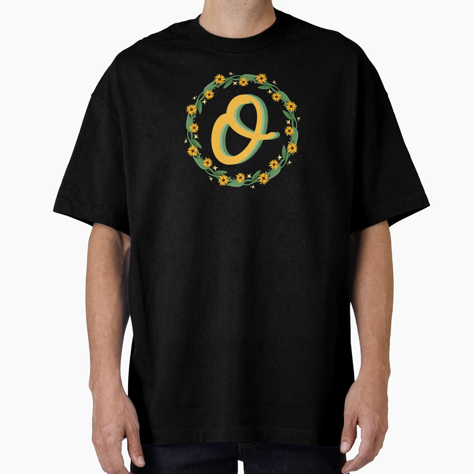 O Monogram Sunflower Wreath T-Shirt - Casual Everyday Wear Unisex - T-Shirt, Sweatshirt, Hoodie