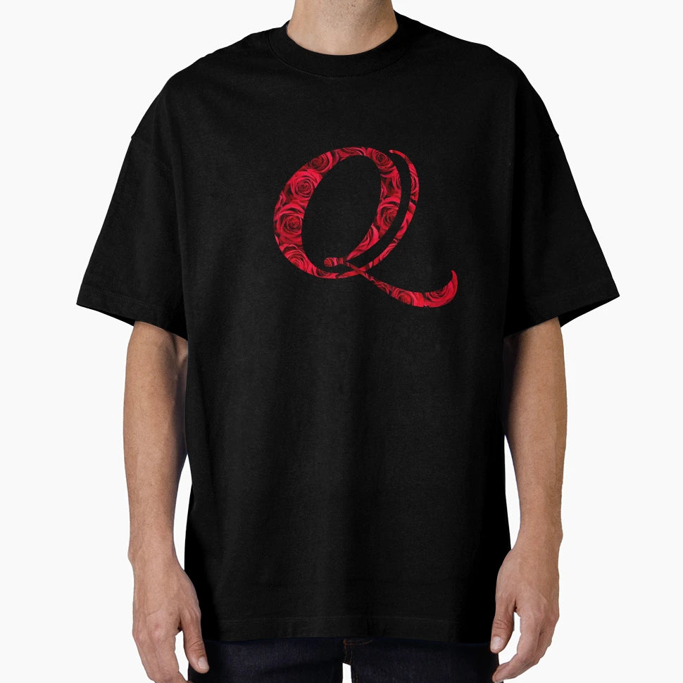 Letter Q Red Rose T-Shirt - Fun Novelty Design Unisex - T-Shirt, Sweatshirt, Hoodie