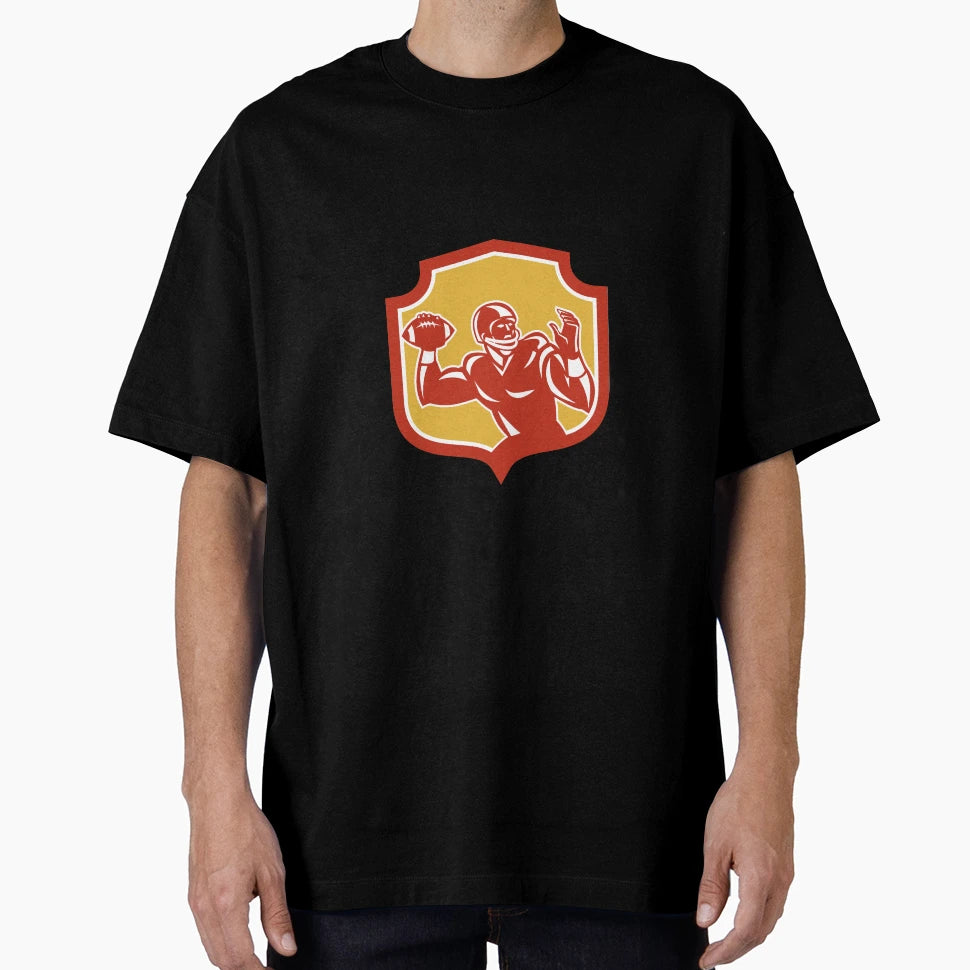 American Football Quarterback Shield T-Shirt - Custom Art Print Unisex - T-Shirt, Sweatshirt, Hoodie