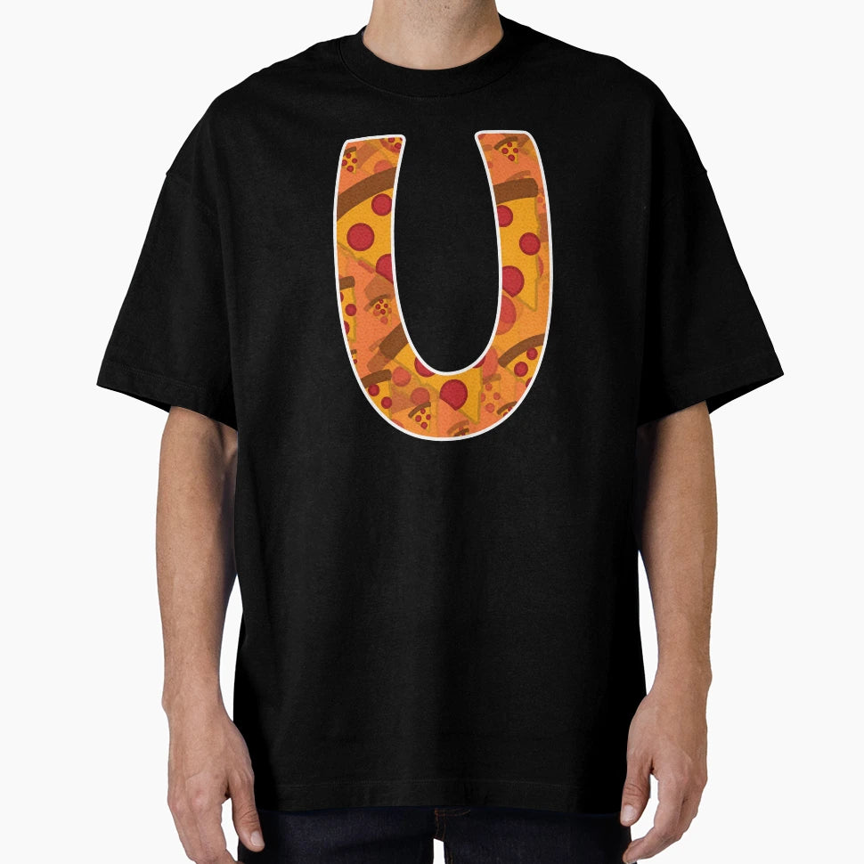 Pizza Monogram Letter U T-Shirt - Unique Graphic for Adults - T-Shirt, Sweatshirt, Hoodie